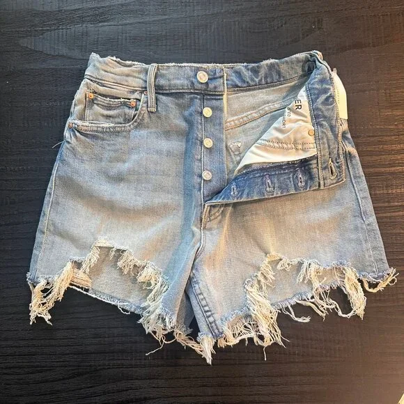 MOTHER "Superior" NWT Ultra Hise Rise Button Fly Denim Shorts - $228 Retail - Picture 1 of 17